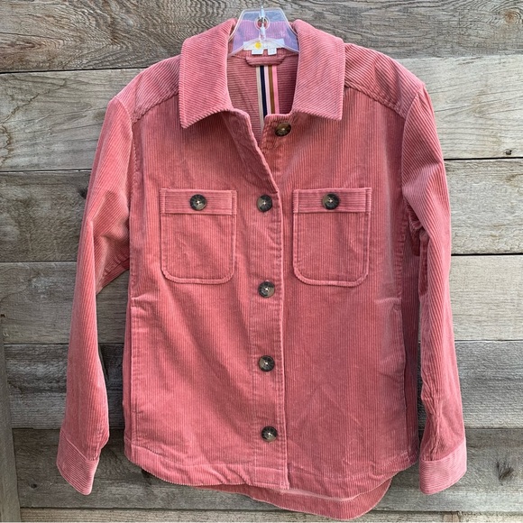 Boden Shacket Jacket Womens 6 Corduroy Pink Long Sleeve Button Wide Wale Shirt - Picture 4 of 16